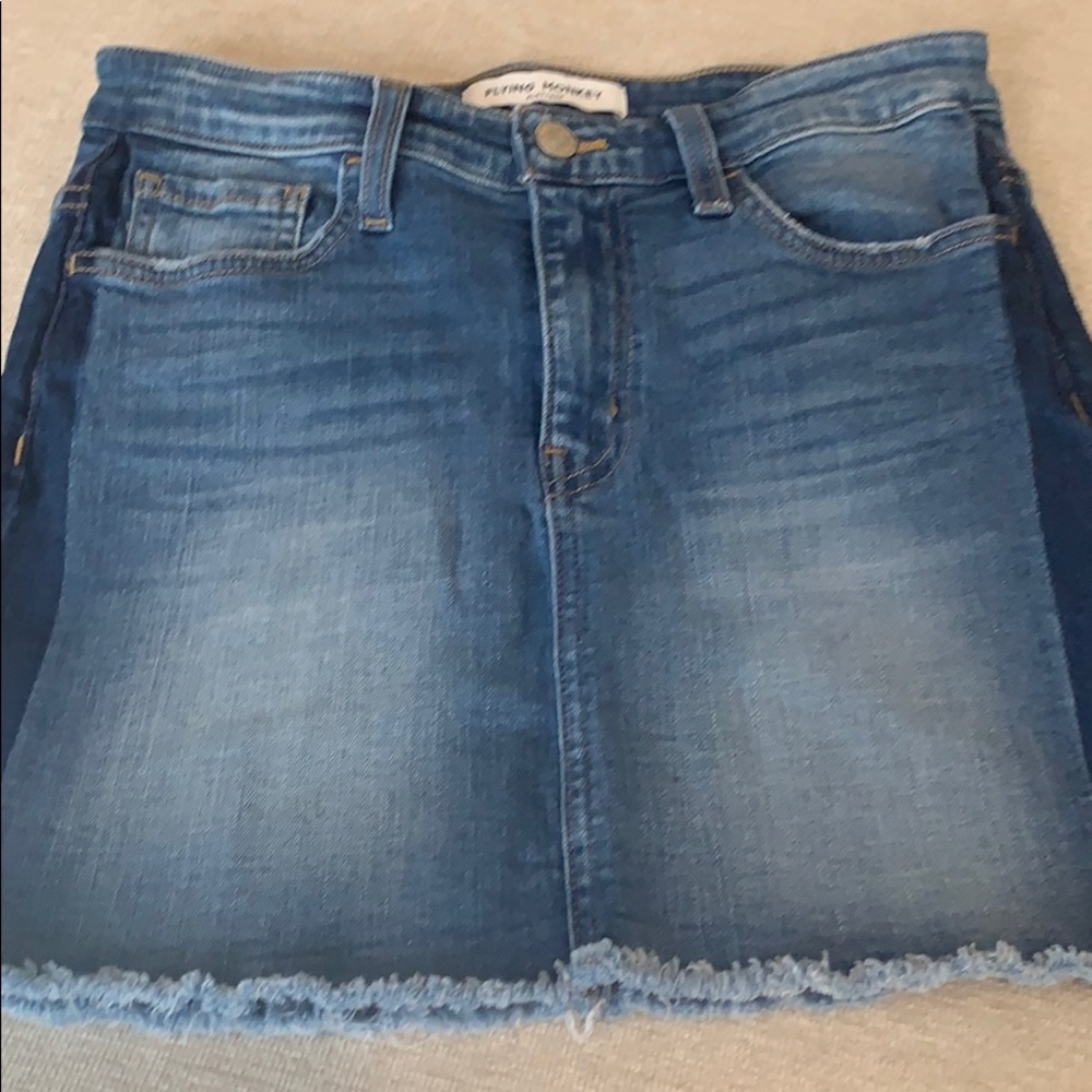 Flying monkey denim skirt